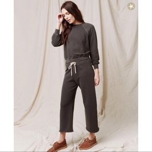 THE GREAT WIDE LEG CROP SWEATPANT WASHED BLACK SIZE 1 NWT